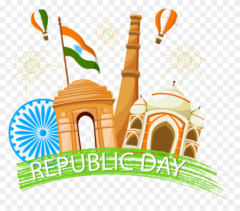 850x743 Hand Drawn Illustration Of Indian Republic Day Republic Day All, Dome, Architecture, Building HD PNG Download