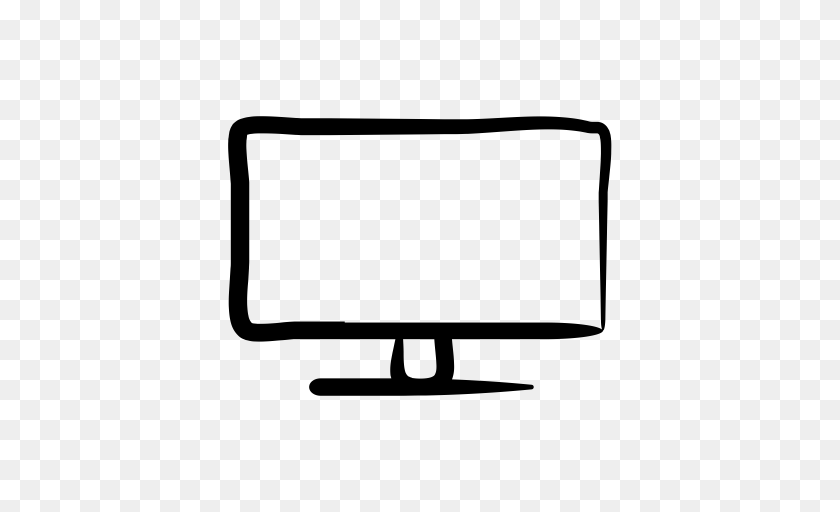 Hand Drawn Lcd Media Screen Televisision Tv Icon, Gray Transparent PNG