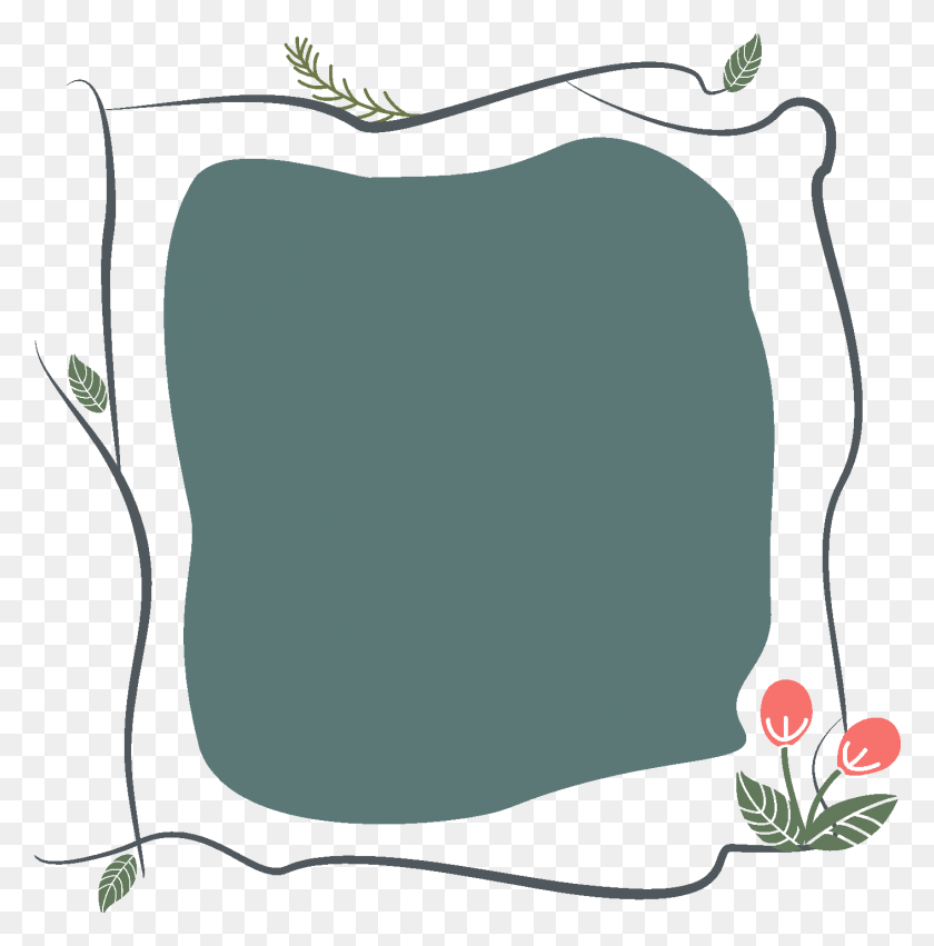 1410x1430 Hand Drawn Plant Border Design Element And Vector, Cushion, Pillow, Back HD PNG Download