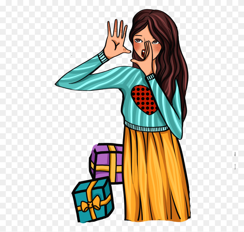 1900x1807 Hand Drawn Retro Pop Style Girl And Psd Cartoon, Performer, Person, Human Descargar Hd Png
