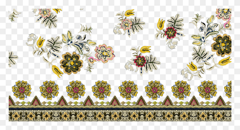 1601x812 Hand Embroideryembroidery Designborder Designhand Motif, Rug, Pattern, Floral Design HD PNG Download