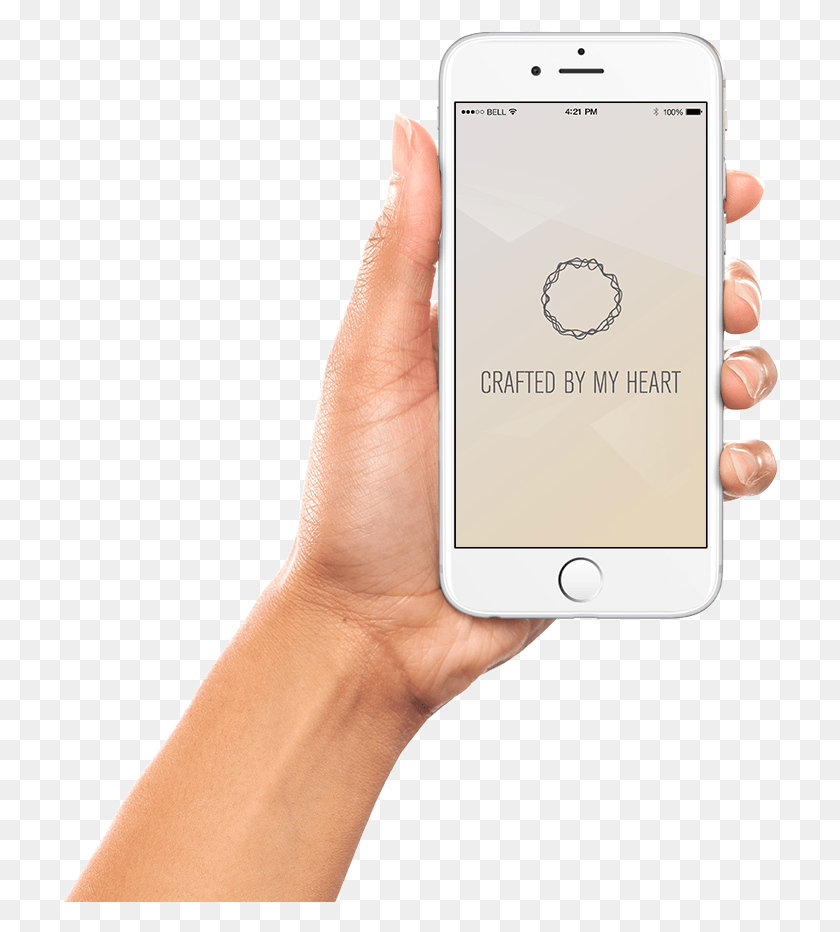 717x872 Hand Holding A Iphone 6 Running The Crafted By My Heart Iphone, Mobile Phone, Phone, Electronics HD PNG Download
