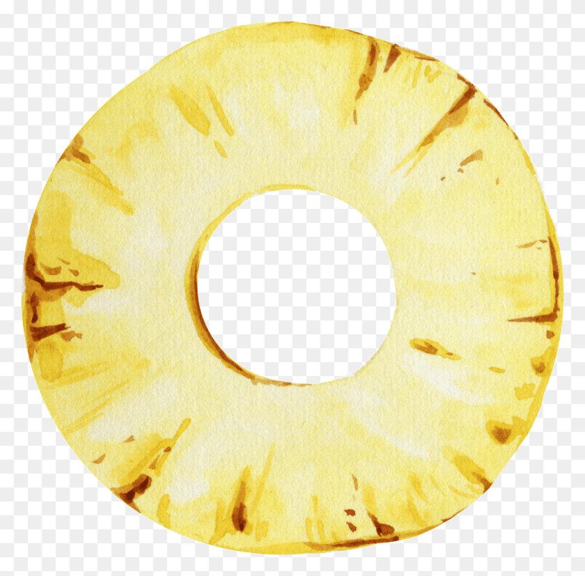 1024x1007 Hand Painted A Piece Of Pineapple Transparent Circle, Plant, Fruit, Food HD PNG Download