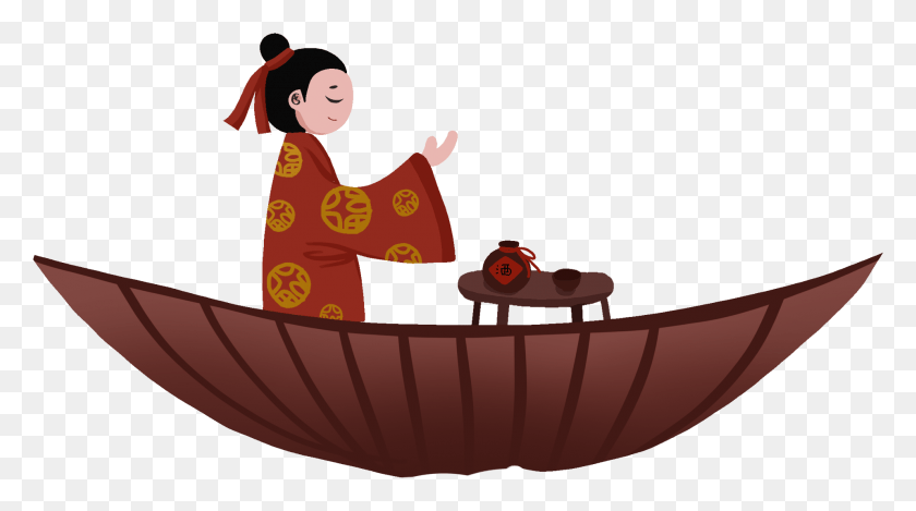 1917x1006 Hand Painted Ancient Antique Son And Psd Canoe, Rowboat, Boat, Vehicle HD PNG Download