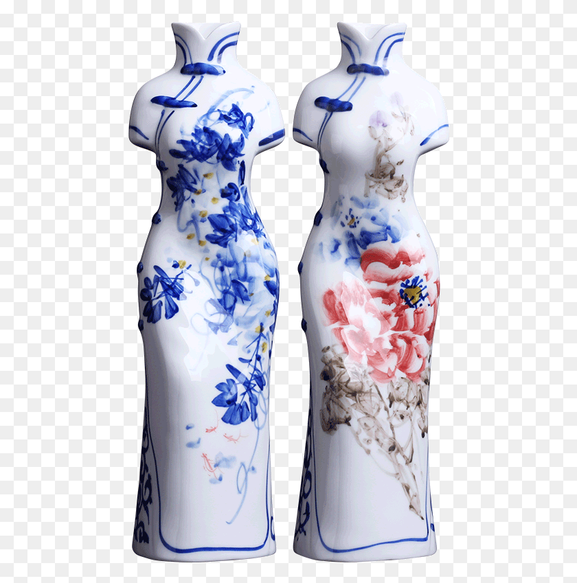468x789 Hand Painted Ceramic Blue And White Porcelain Cheongsam Blue And White Porcelain, Pottery, Jar HD PNG Download