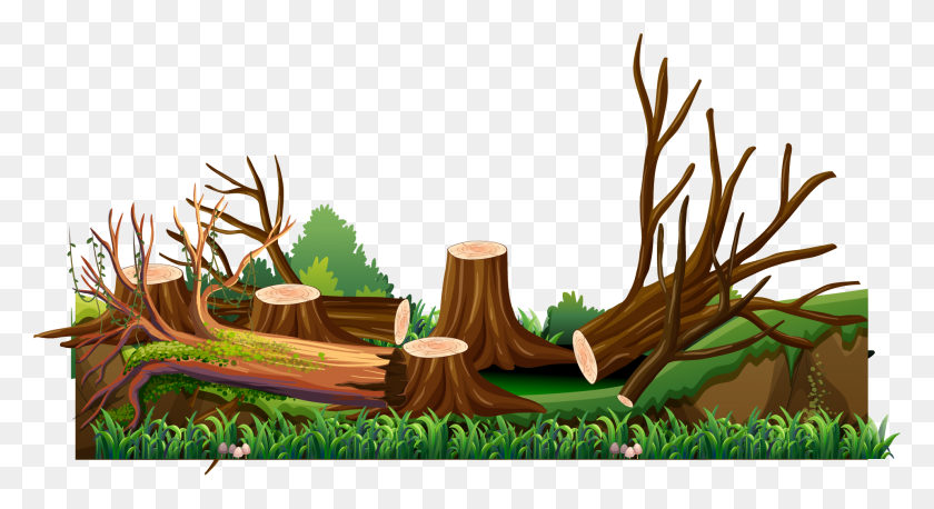 1919x980 Hand Painted Cutting Tree Cutting Clipart, Tree Stump, Wood, Antler HD PNG Download