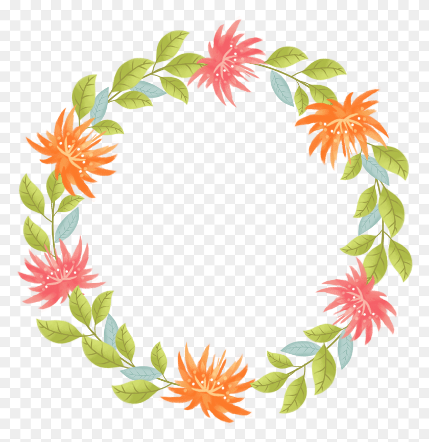 1681x1738 Hand Painted Flower Border Dialog And Psd, Wreath, Graphics HD PNG Download