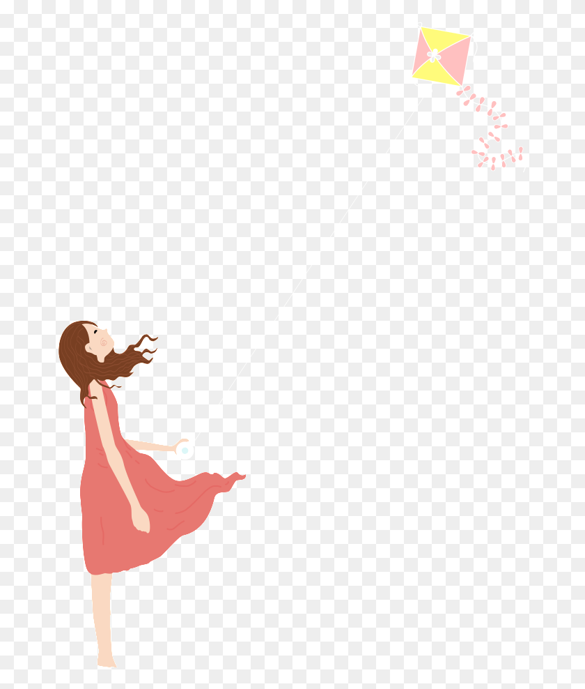 674x928 Hand Painted Girl Flying Kite Kite, Person, Human, Outdoors Descargar Hd Png