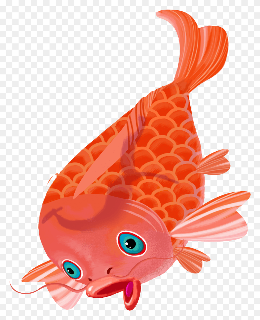 1408x1756 Ручная Роспись Иллюстрации Креативный Дизайн В Китайском Стиле, Золотая Рыбка, Рыба, Животное Hd Png Скачать