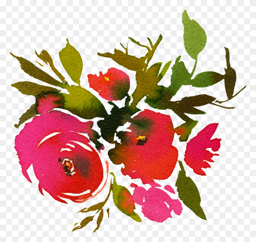 970x917 Hand Painted Rose Red Smudged Flower Transparent Watercolor Flowers Transparent Background, Plant, Fruit, Food HD PNG Download