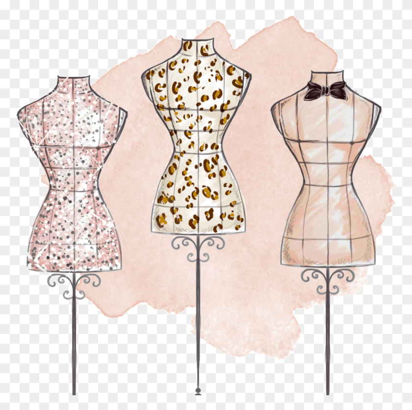 979x973 Hand Painted Three Tailored Dresses Transparent Hand Drawn Fashion Illustration, Mannequin, Clothing, Apparel HD PNG Download