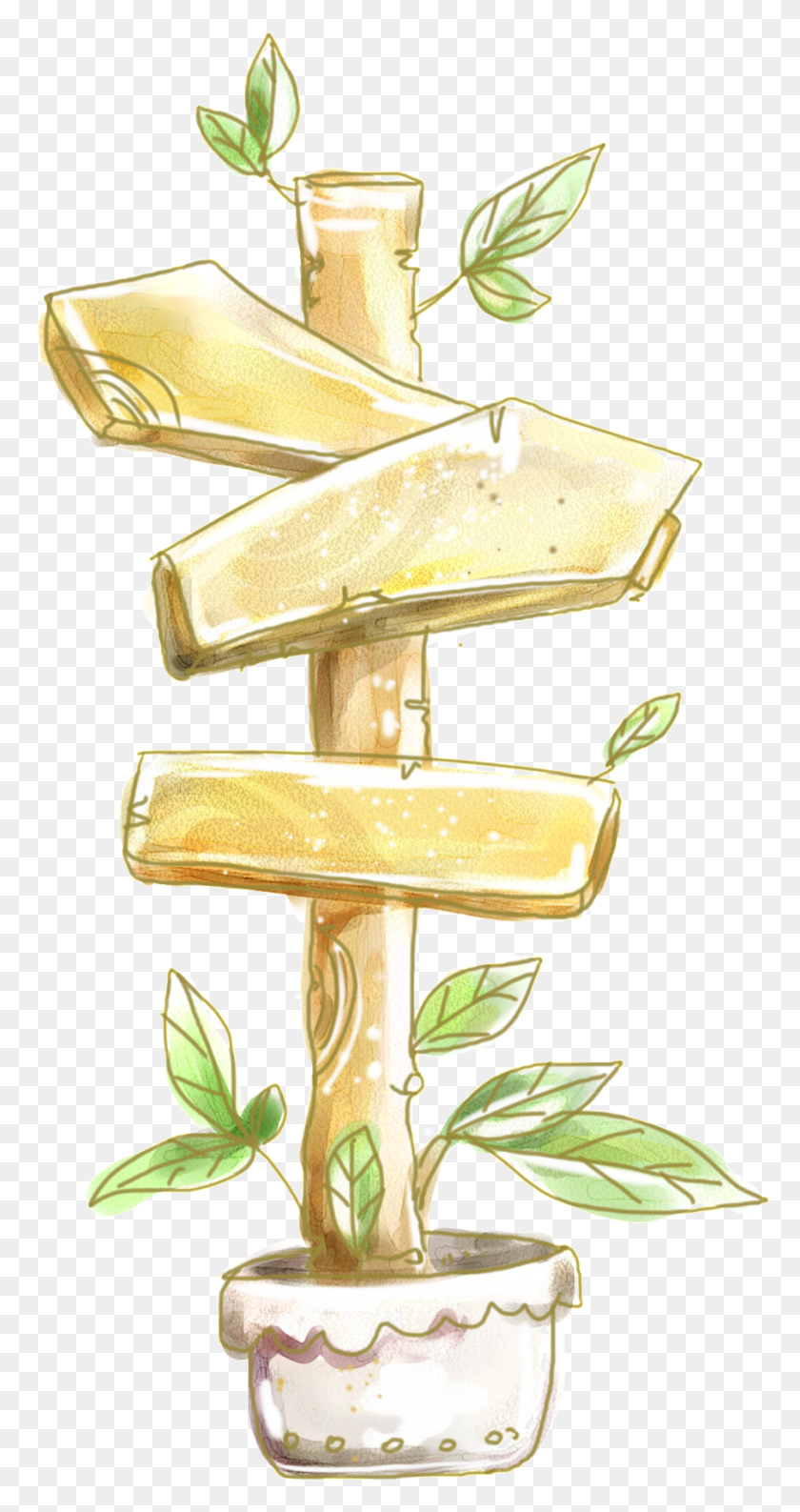 903x1768 Hand Painted Transparent Of A Plant With Wooden Boards, Wedding Cake, Cake, Dessert HD PNG Download