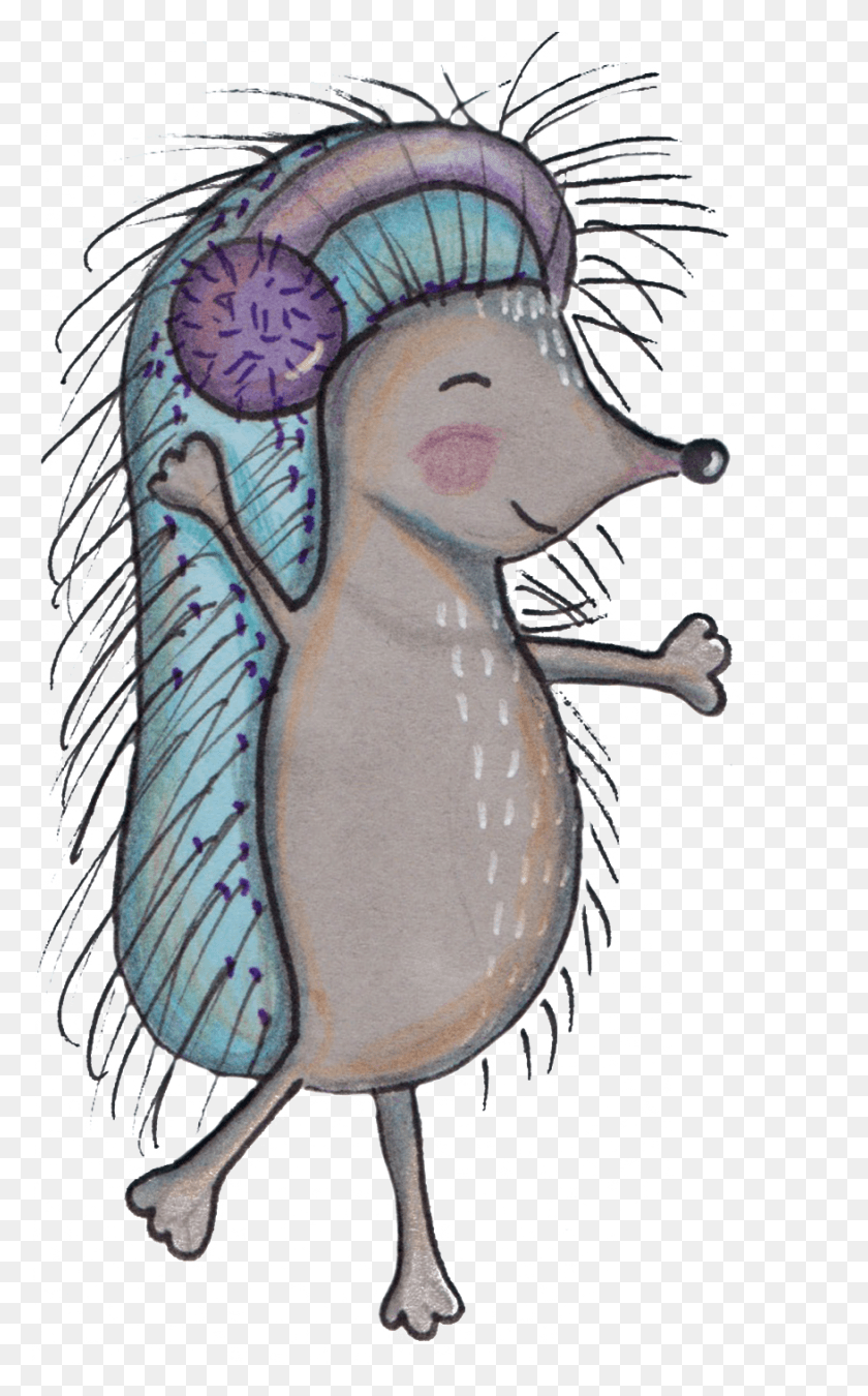 876x1449 Hand Painted Very Happy Little Hedgehog Transparent Illustration, Doodle HD PNG Download