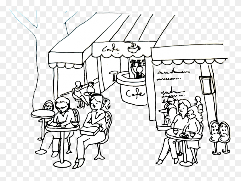 960x706 Hand Painting Cafe Outdoor Cafes Cafe Boyama, Comics, Book, Person HD PNG Download