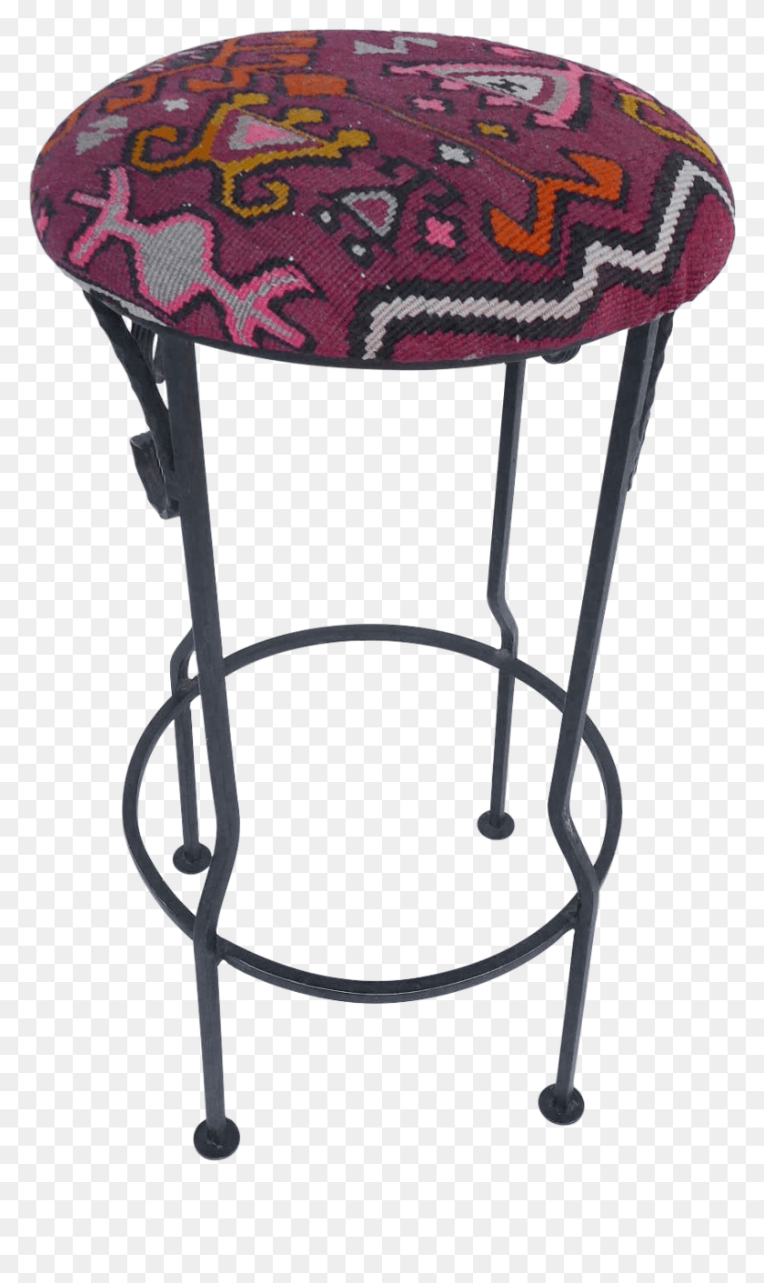 844x1462 Hand Wrought Iron Bar Stool With Vintage Kilim Seat Bar Stool, Chair, Furniture, Spoke HD PNG Download