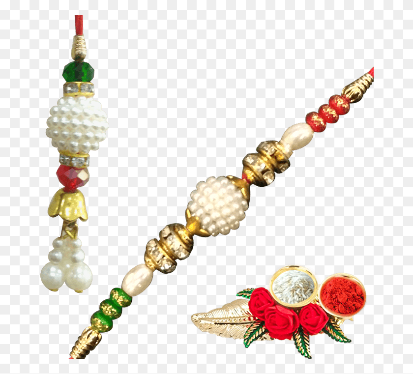 680x701 Handcrafted Special Work Bhaiya Bhabhi Rakhi Set Bead, Bead Necklace, Jewelry, Ornament Descargar Hd Png
