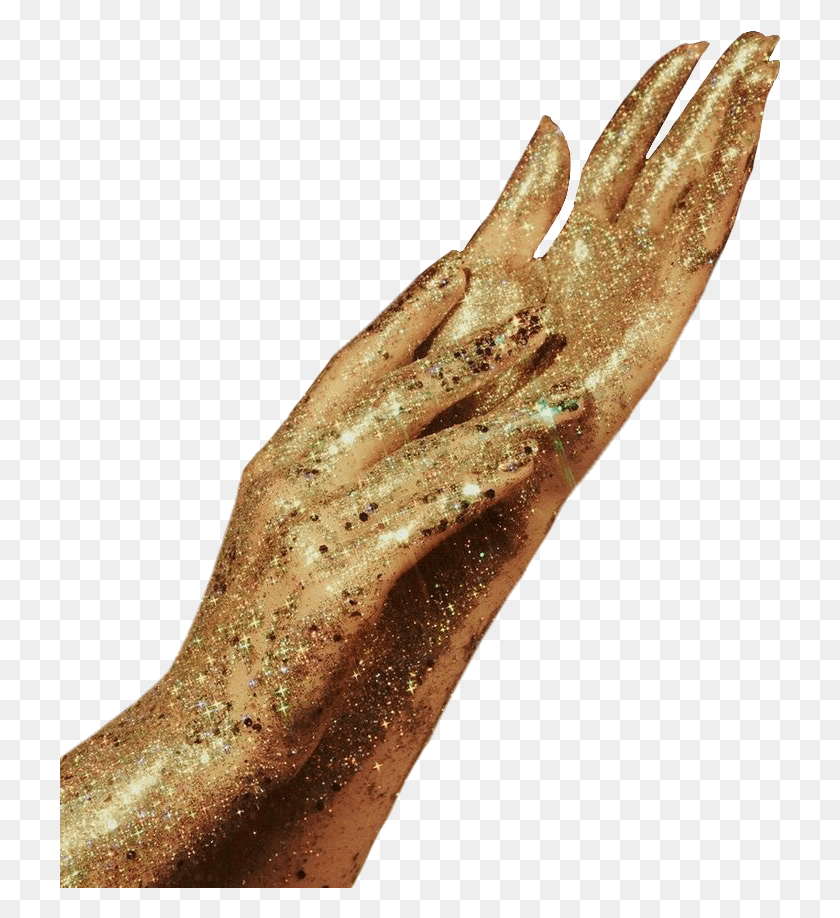 722x858 Hands Hand Pngs Gold Shimmer Shine Aesthetic Gold Aesthetic, Finger, Henna, Clothing HD PNG Download