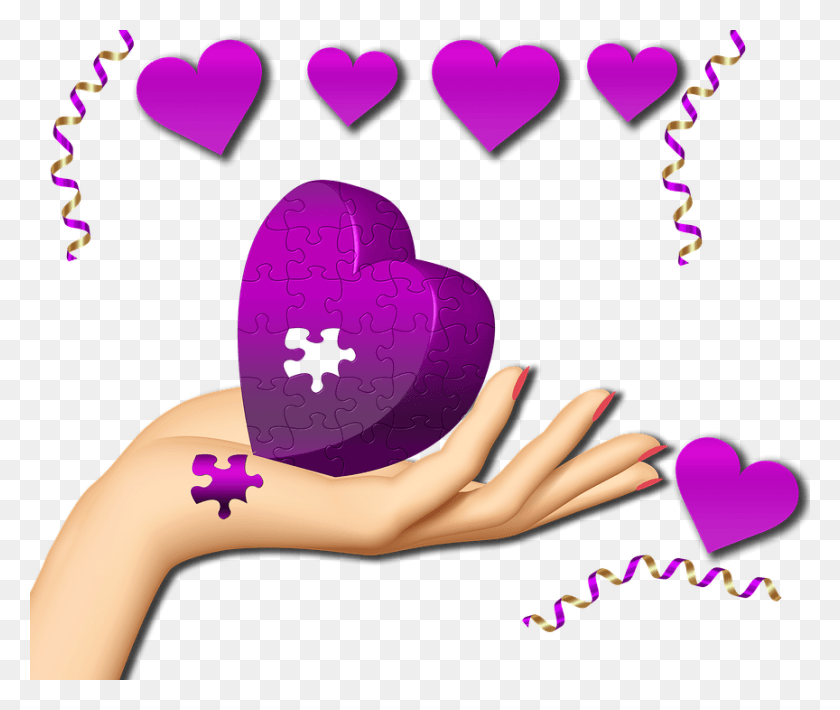 Hands Hearts Heart Puzzle Decoration Background Mani Con Cuore, Person ...