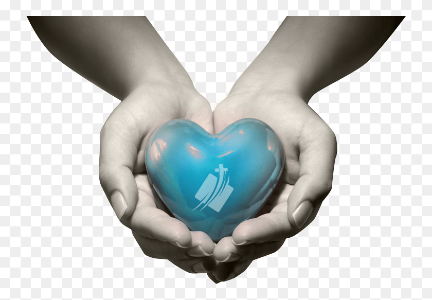 740x523 Hands Holding Out A Blue Cyan Turquoise Heart With Hand Dil, Person, Human, Finger HD PNG Download