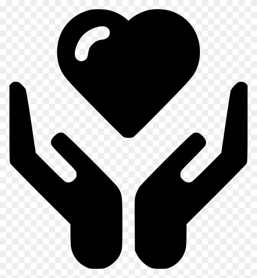 900x980 Руки Защищают Сердце Значок Svg Бесплатный Палец Сердце Значок Прозрачный, Рука, Трафарет, Символ Hd Png Скачать