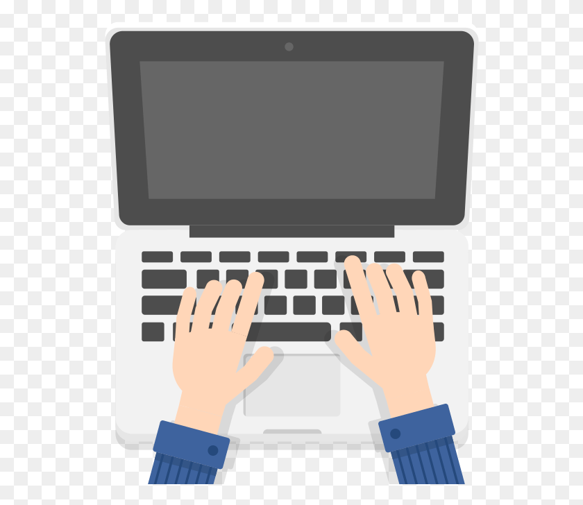 540x668 Hands Typing On White Laptop Scene Typing On Laptop Cartoon, Pc, Computer, Electronics HD PNG Download
