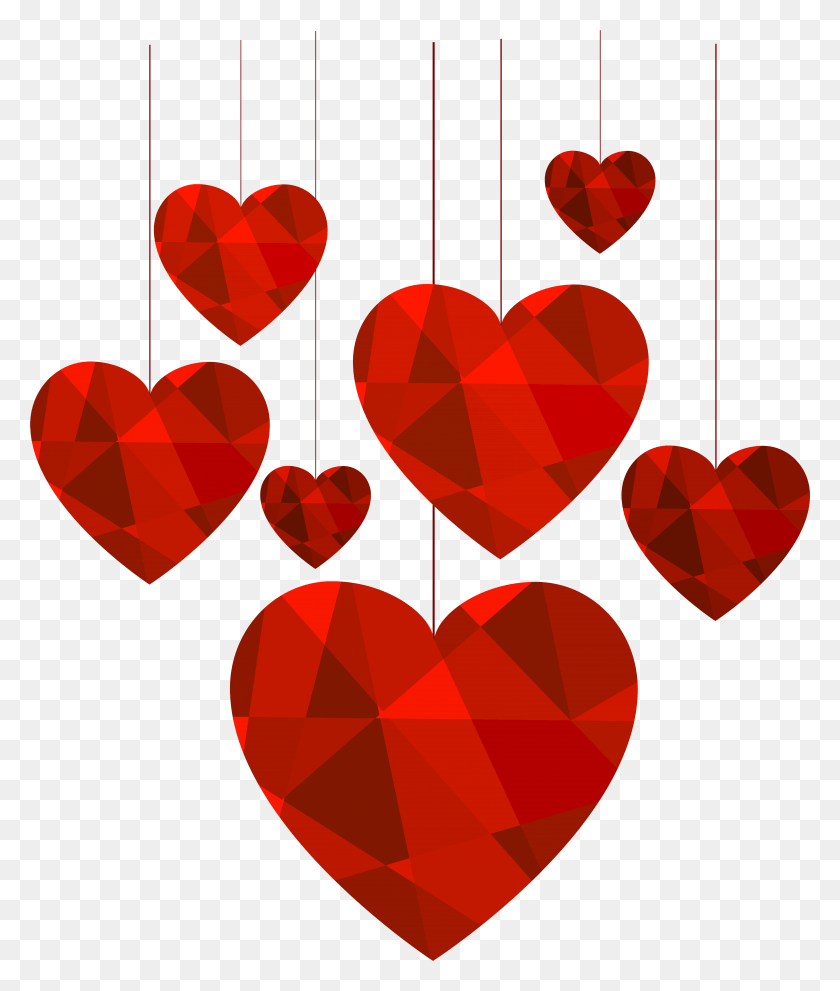 6664x7959 Hanging Hearts Transparent Clip Art Image, Heart HD PNG Download