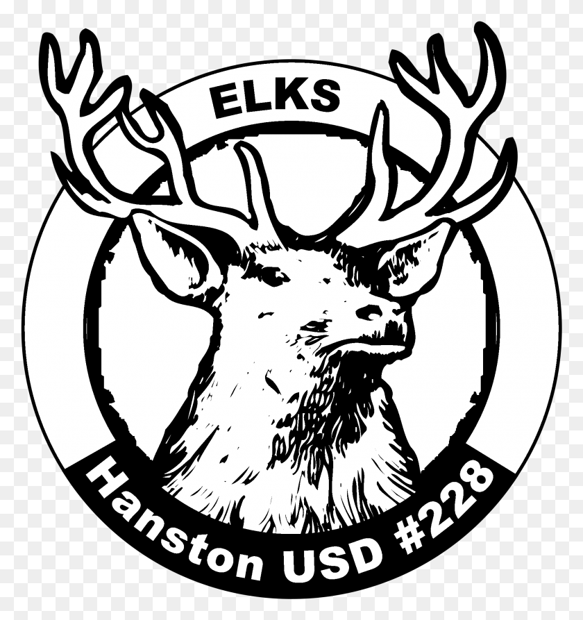 1875x2003 Hanston Usd 228 Logo Black And White Elk, Antler, Deer, Wildlife HD PNG Download