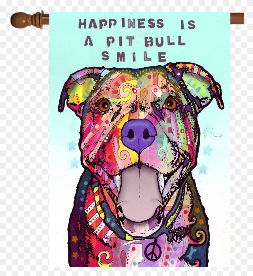 1021x1122 Happiness Is A Pit Bull Smile Pit Bull Flag Featuring Pitbull Art Dean Russo, Poster, Advertisement, Flyer HD PNG Download