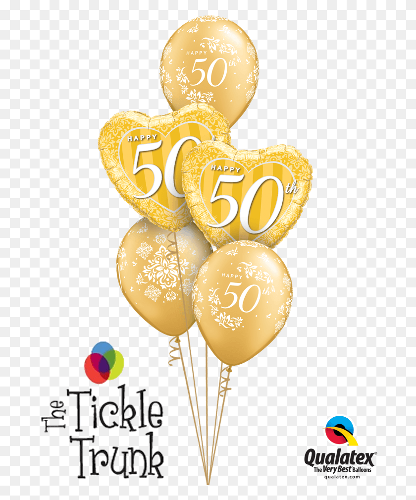 701x949 Happy 50th Anniversary Gold Balloon Bouquet An 06 Qualatex, Ball, Lamp, Sweets HD PNG Download
