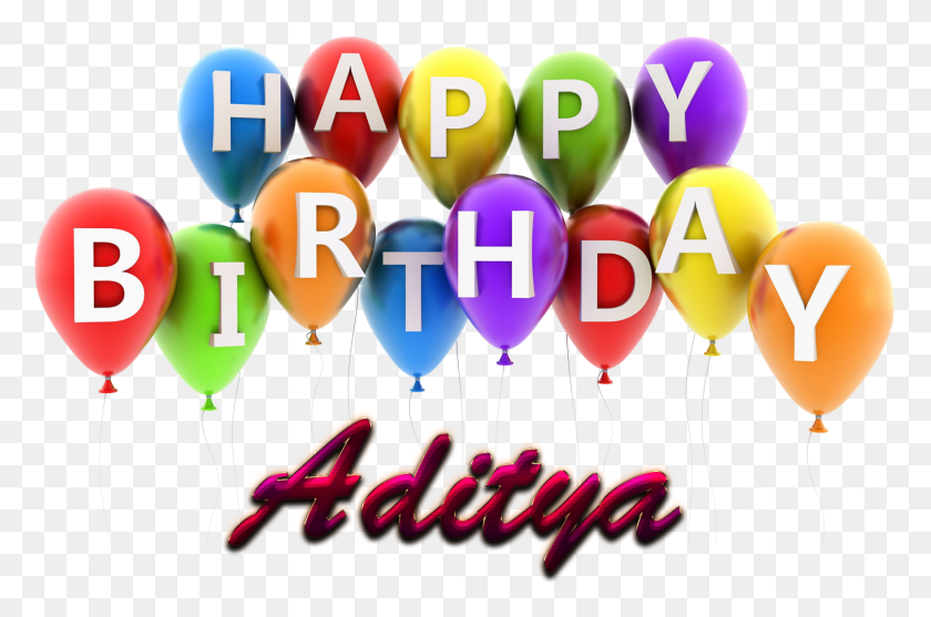 1759x1121 Happy Birthday Aditya Name, Balloon, Ball, Text HD PNG Download