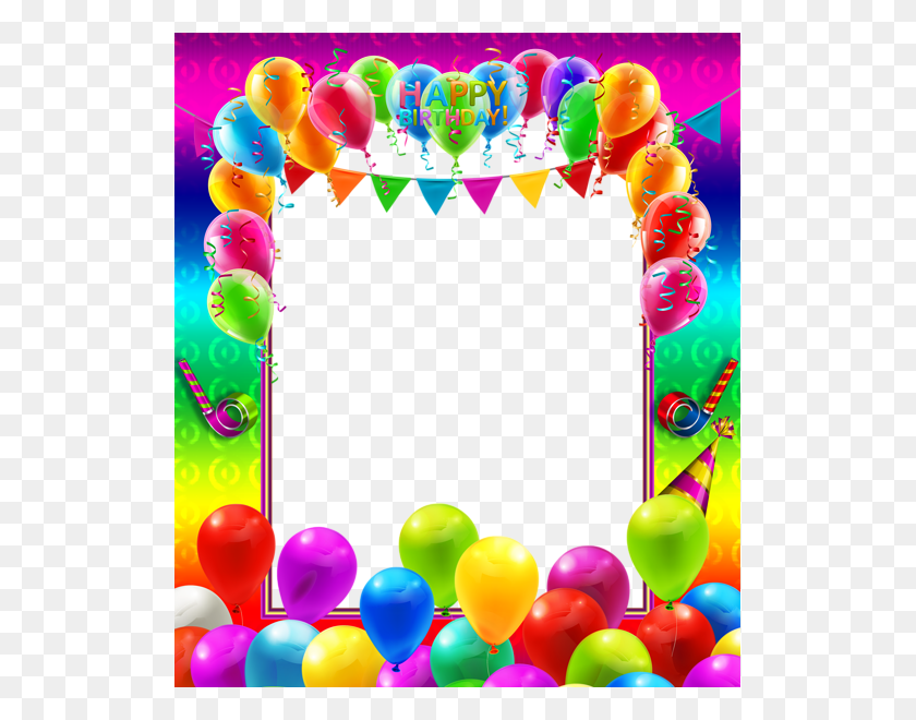 519x600 Happy Birthday Colorful Transparent Frame Gallery Happy Birthday Photo Frame, Balloon, Ball, Graphics HD PNG Download
