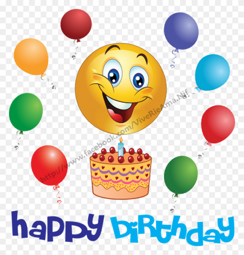 1159x1213 Happy Birthday Emoji For Facebook World Emoticons Birthday Cake Clip Art, Balloon, Ball, Cake HD PNG Download