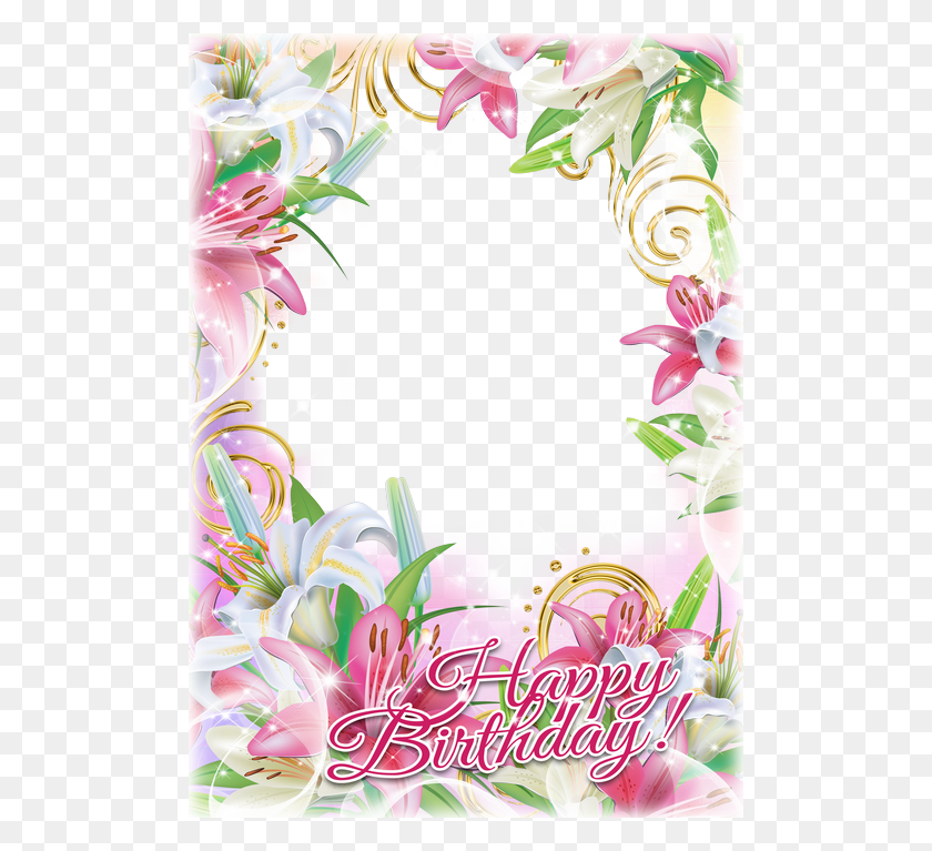 500x707 Happy Birthday Frame, Graphics, Floral Design HD PNG Download