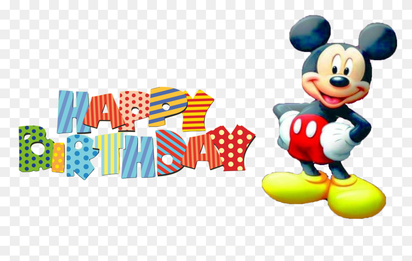 1869x1130 Descargar Png / Feliz Cumpleaños A Mickey Mouse, Super Mario, Texto, Juguete Hd Png