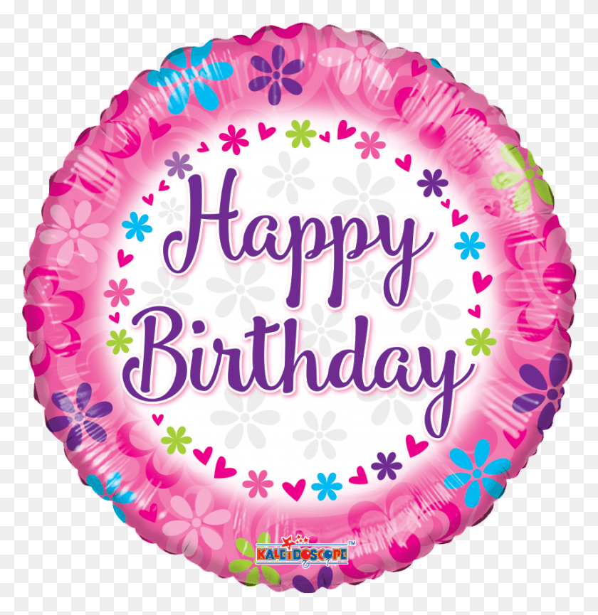 858x886 Happy Birthday Pink With Flowers Balloons All American Balloons For Birthday Pink, Birthday Cake, Cake, Dessert HD PNG Download