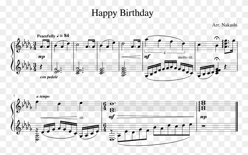 770x467 Happy Birthday Sheet Music Composed By Arr Iphone Marimba Ringtone Sheet Music, Gray, World Of Warcraft HD PNG Download