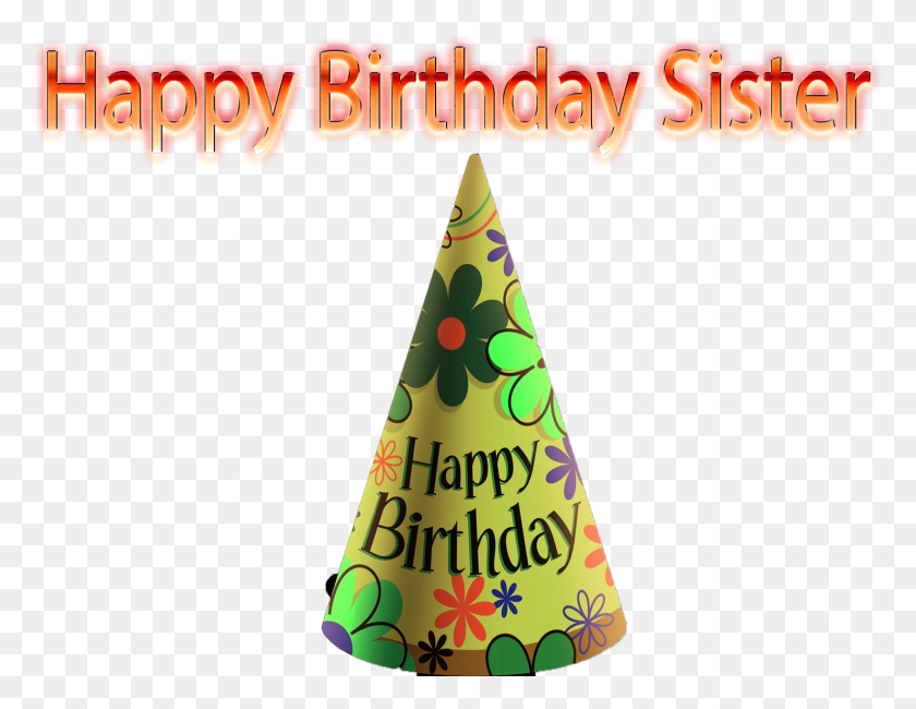 1484x1124 Happy Birthday Sister Free Images Copy Triangle, Clothing, Apparel, Party Hat HD PNG Download