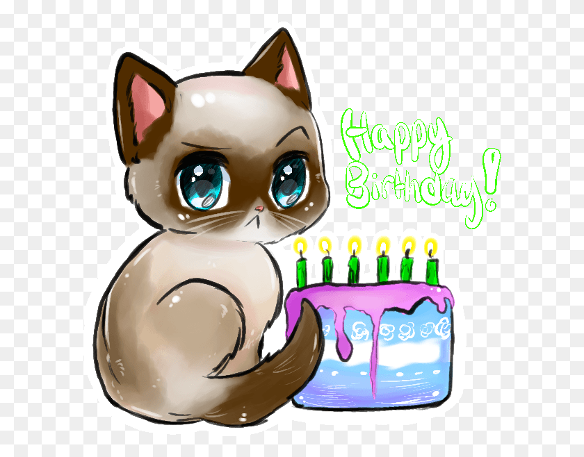 602x598 Happy Birthday To Grumpy Cat April Happy Birthday Art Transparent, Cake, Dessert, Food HD PNG Download