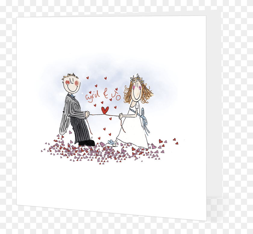 733x717 Happy Couple 5404b43cead29 Tie The Knot Cartoon, Paper, Graphics HD PNG Download