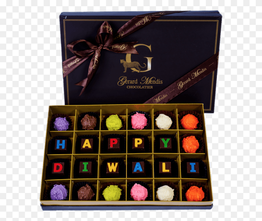 593x650 Happy Diwali Truffles 24 Piece Chic Paperboard Box Giri Choco, Chocolate, Dessert, Food HD PNG Download