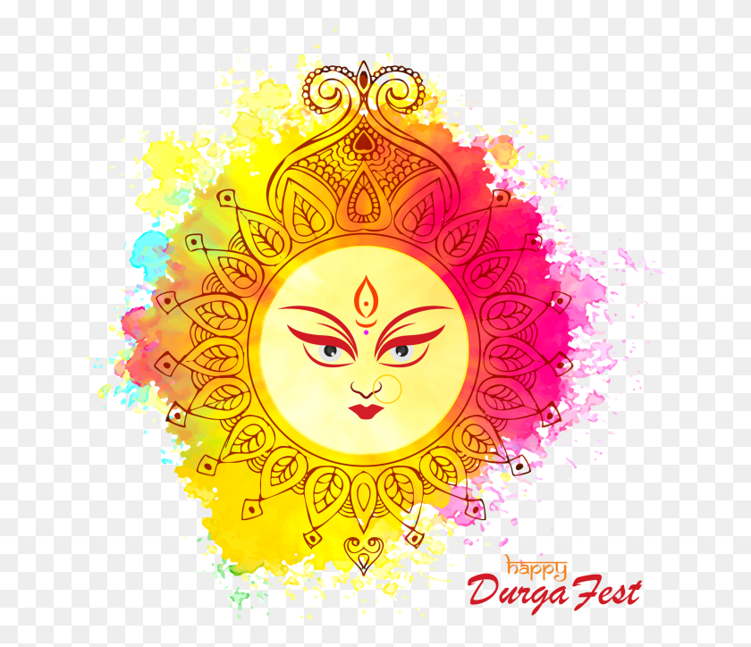 650x664 Descargar Png Happy Durga Fest, Happy Durga Fest, Diseño Floral Hd Png