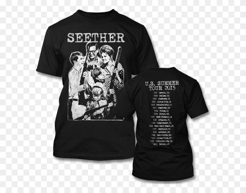 600x600 Happy Family 2015 Tour T Shirt Seether T Shirt, Clothing, Apparel, Sleeve HD PNG Download