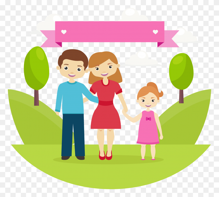 3883x3465 Happy Family Cartoon Happy Family Of Three Cartoon, Person, Human, People HD PNG Download