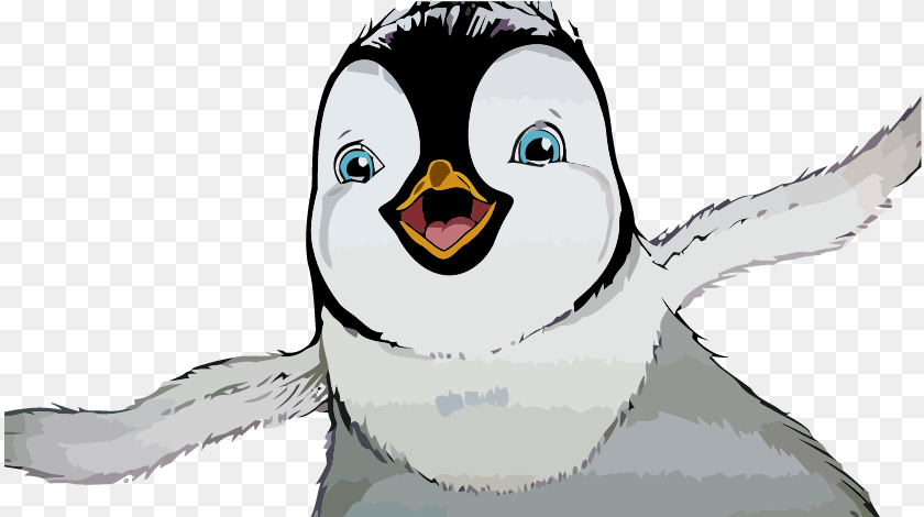 835x470 Happy Feet Very Cute Face Penguin Happy Feet Penguin Clip Art, Adult, Female, Person, Woman Sticker PNG