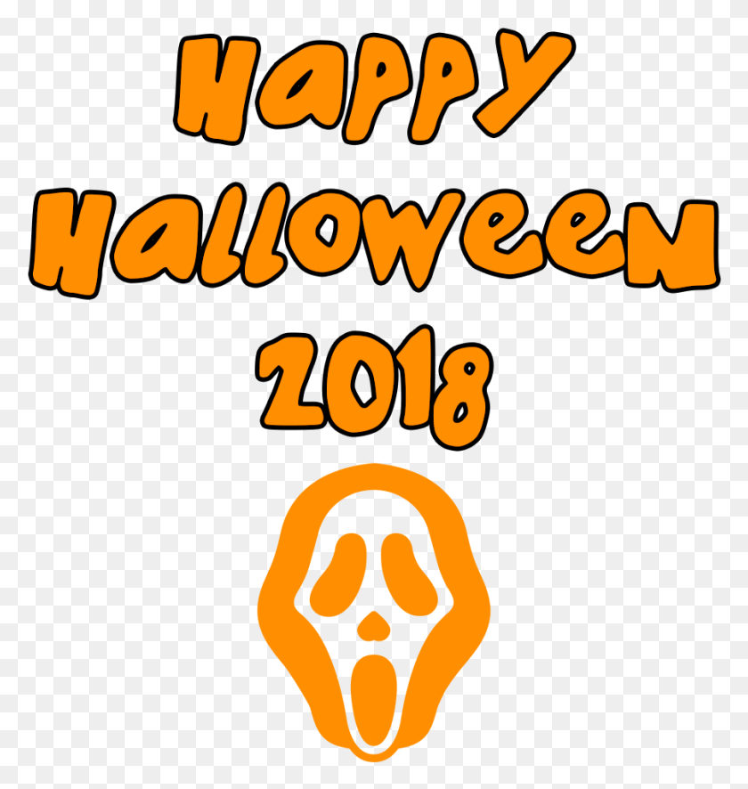 898x951 Happy Halloween 2018 Scary Mask Transparent Illustration, Text, Light, Alphabet HD PNG Download