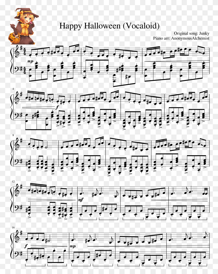 778x999 Happy Halloween For Solo Piano Sheet Music For Piano Sheet Music, Outdoors, Symbol, Team Sport HD PNG Download