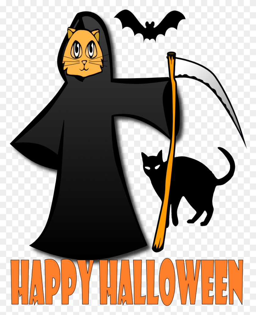 822x1023 Happy Halloween From Bad Cat Chris Black Cat Clipart, Symbol, Face, Pet HD PNG Download