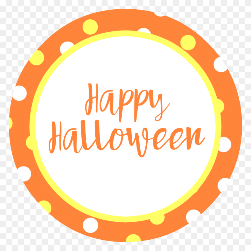 850x850 Happy Halloween Tag Circle, Label, Text, Sticker HD PNG Download