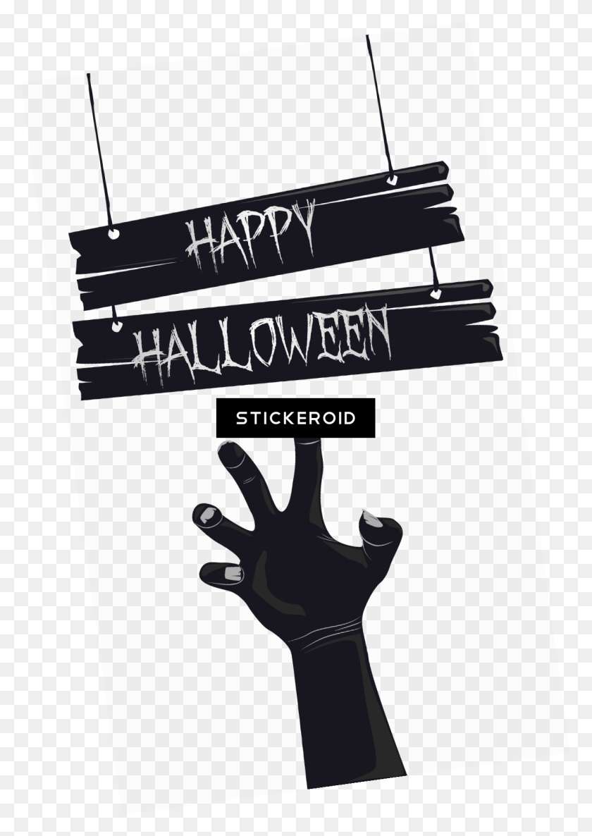 1245x1798 Happy Halloween Text, Hand, Clothing, Apparel HD PNG Download