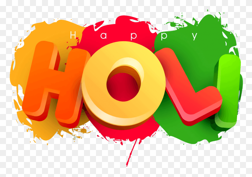 1442x980 Happy Holi 3d Text Images Holi Colors Happy Holi, Number, Symbol, Pastry HD PNG Download